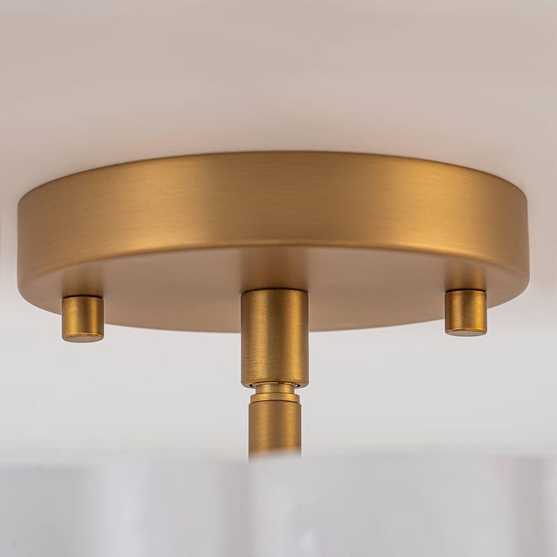 15'' in. W Brass Frosted White Glass Semi Flush Mount Ceiling Light - 15