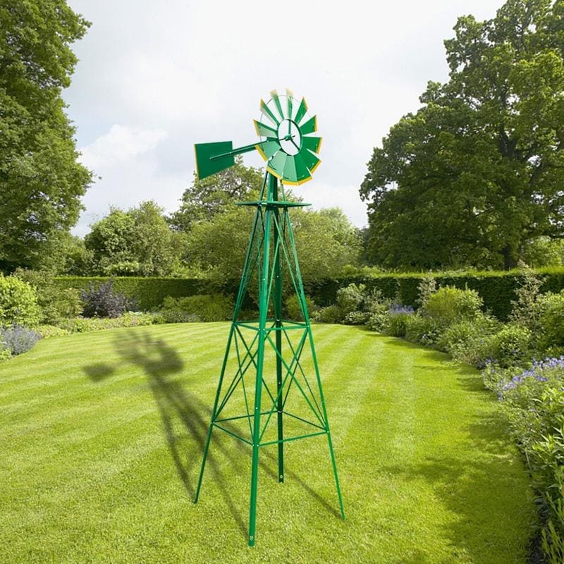 CDYSS 8FT Weather Resistant Yard Garden Windmill Green 