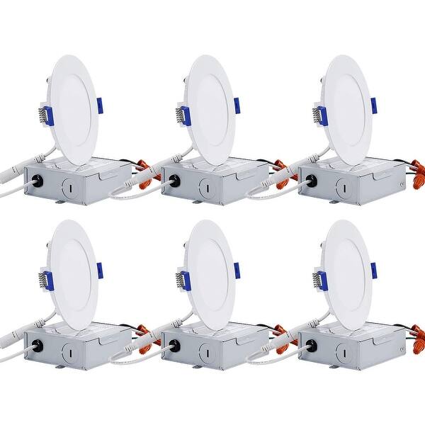 slide 1 of 7, 6 Pack 4 Inch 10W Ultra-thin Dimmable Recessed Ceiling Light