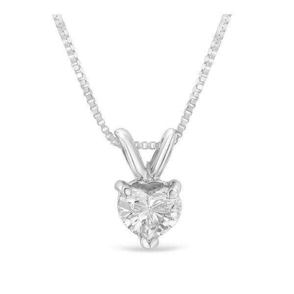14k White Gold 3 Prong Set Heart Shaped Solitaire Diamond 18 Pendant Necklace H I Color Vs2 Si1 Clarity Overstock