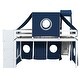 preview thumbnail 28 of 34, Twin Size Loft Bed with Storage Stairs, Tent & Tower, Solid Wood Castle-Inspired Kids Loft Bed Frame with Slide, Fence & Window