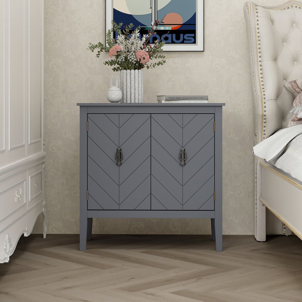 2 Door Wooden Cabinets with Adjustable Shelve, Wood Cabinet Vintage Style Sideboard for Living Room, Dining Room, Office