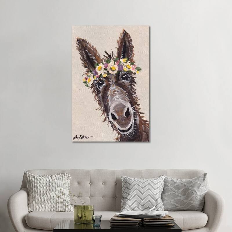 iCanvas "Donkey With Flower Crown" by Hippie Hound Studios Canvas Print - 48x32x1.5