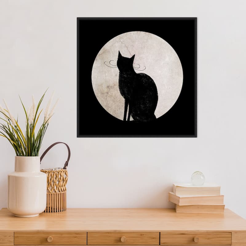 Amanti Art Mystic Moon I Cat Framed Canvas Wall Art