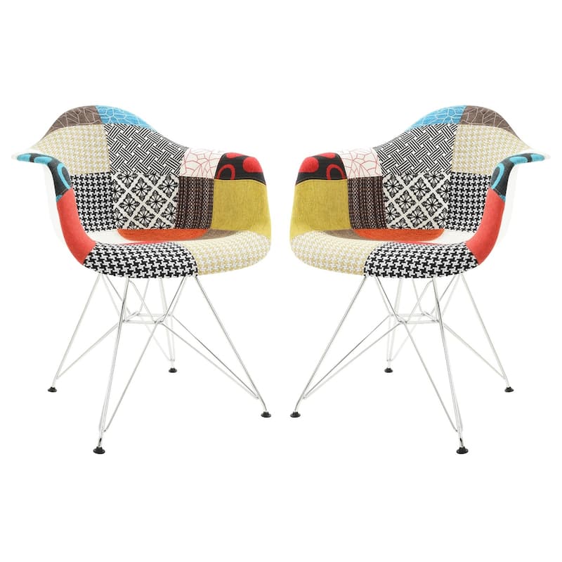 Willow Fabric Accent Armchair With Chrome Legs Set of 2 by LeisureMod
