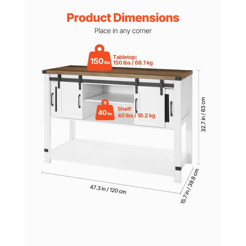 Coffee Bar Cabinet 4-Tier Coffee Bar Table with Barn Doors for Living Room - Multi