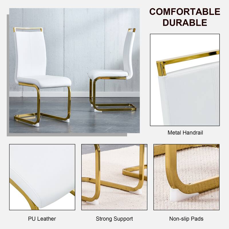 1 table and 6 chairs. Modern, simple and luxurious white imitation marble rectangular dining table