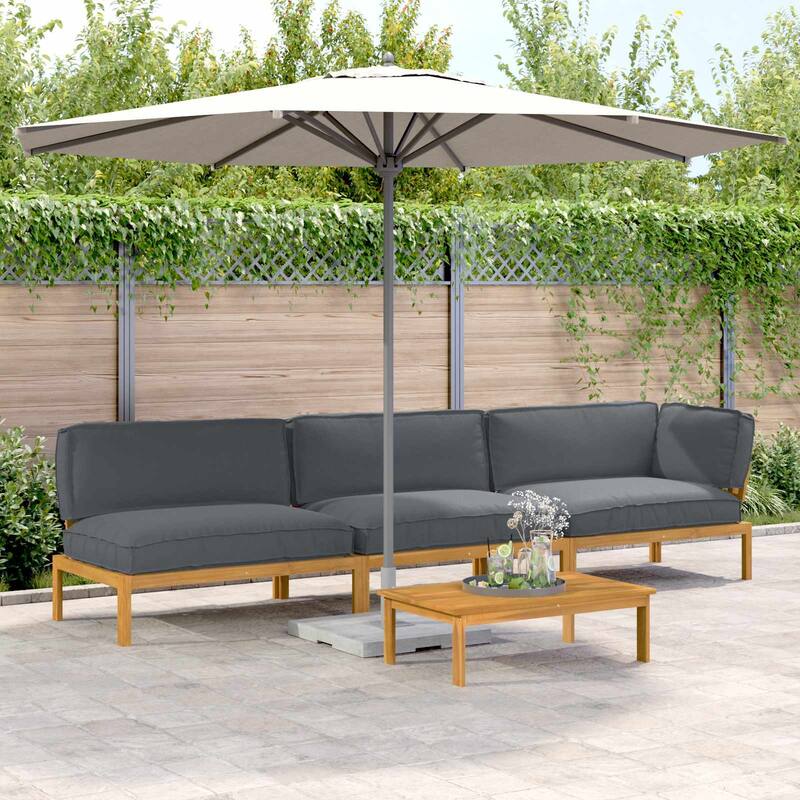 vidaXL Sofa Set with Cushion Plain 4 pcs Anthracite Solid Acacia Wood - 146.85 x 36.22 x 27.17 in
