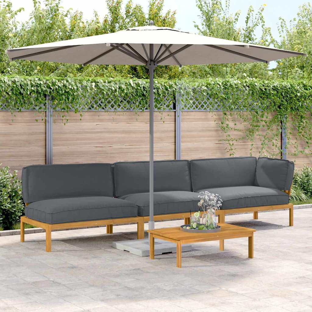 vidaXL Sofa Set with Cushion Plain 4 pcs Anthracite Solid Acacia Wood - 146.85 x 36.22 x 27.17 in