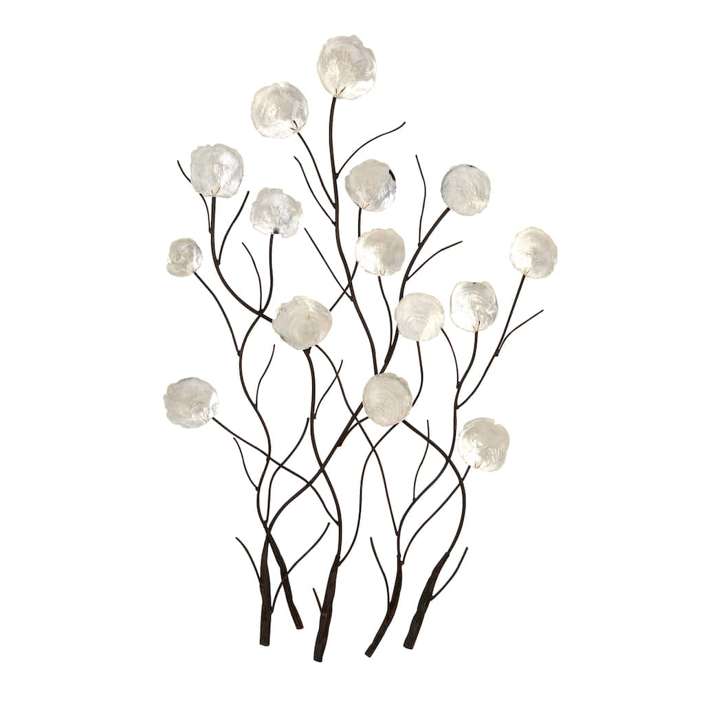 Capiz Shell Floral Wall Decor with Capiz Accents - White - Roche River Decor