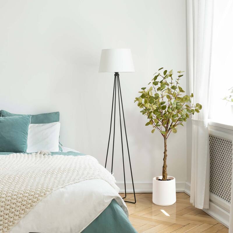 American Art Decor Artificial Faux Tree in White Tapered Ceramic Pot