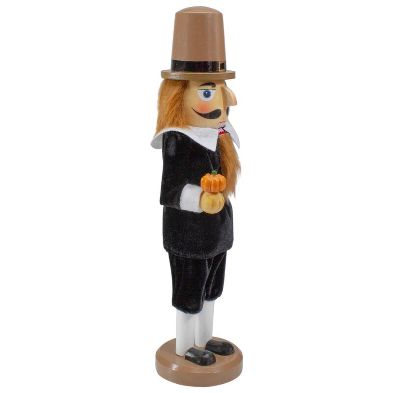 14-Inch Pilgrim Man Wooden Fall Harvest Thanksgiving Nutcracker - 14"