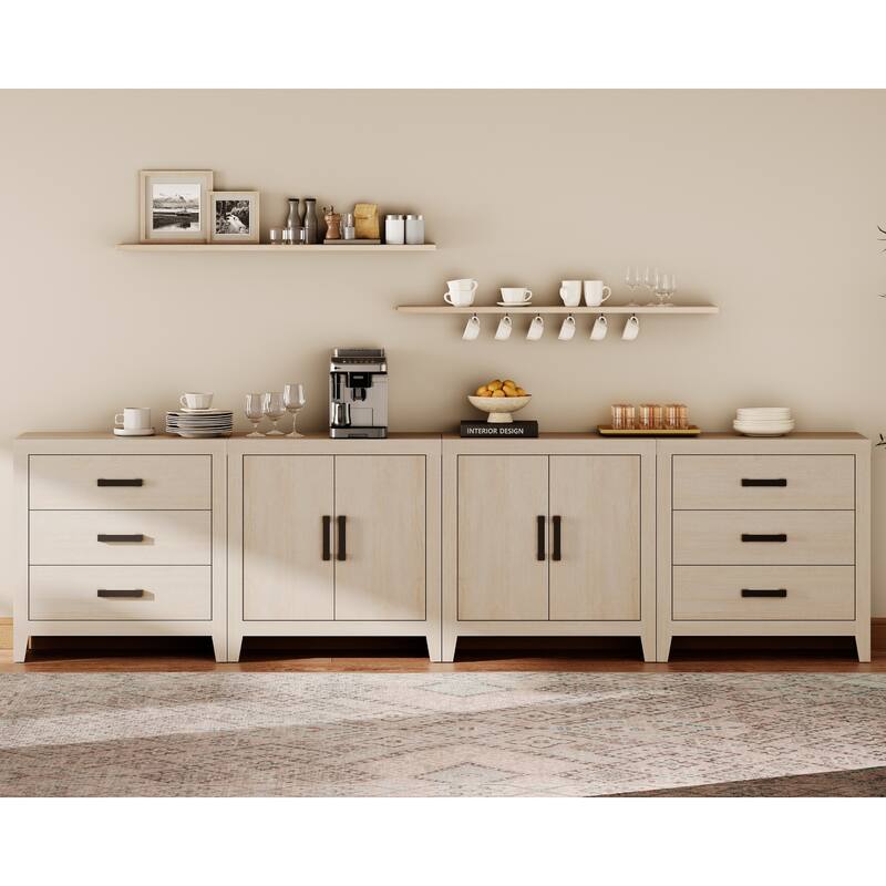 WAMPAT Modern Farmhouse TV Stand with 6 Drawers & 2 Cabinets, Wide Entertainment Center for Large TVs & Media Storage