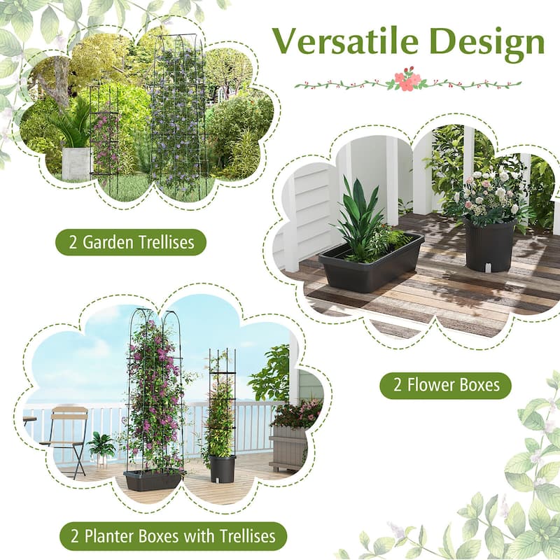 Gymax 2 Pack Garden Planters w/ Trellis Adjustable Height &