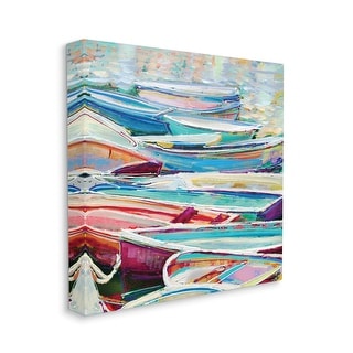 Stupell Row Boats Tied Together Contemporary Nautical Scene Canvas Wall