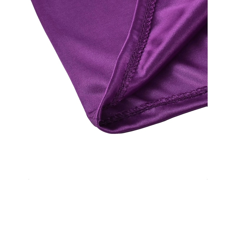 Women Silk Satin Robes Kimono Lace-Trim Dressing Gown Purple