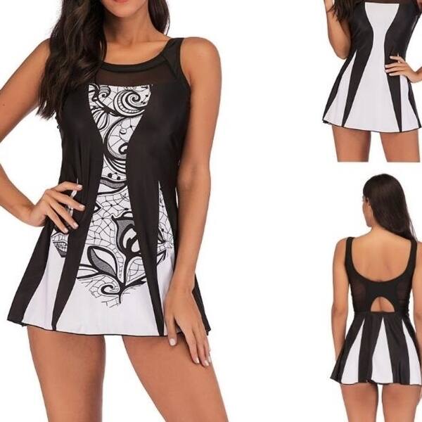 Shop Women One Piece Swimdress Tummy Control Swim Dress Swimwear