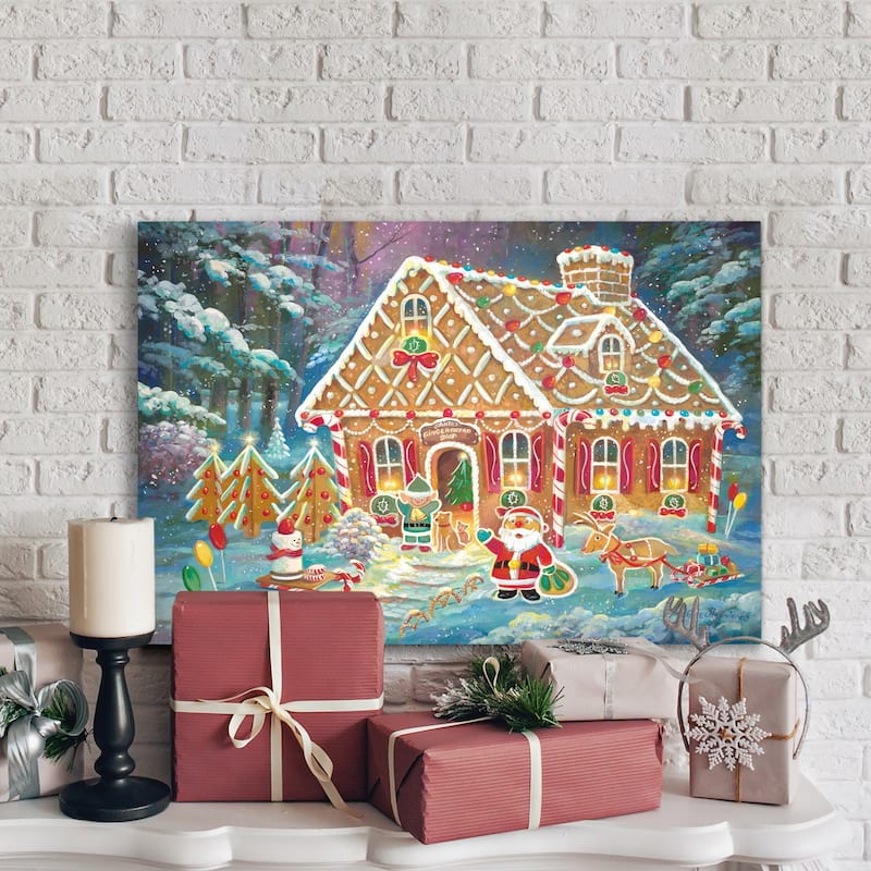 Santa's Ginger Workshop-Premium Gallery Wrapped Canvas - Ready to Hang
