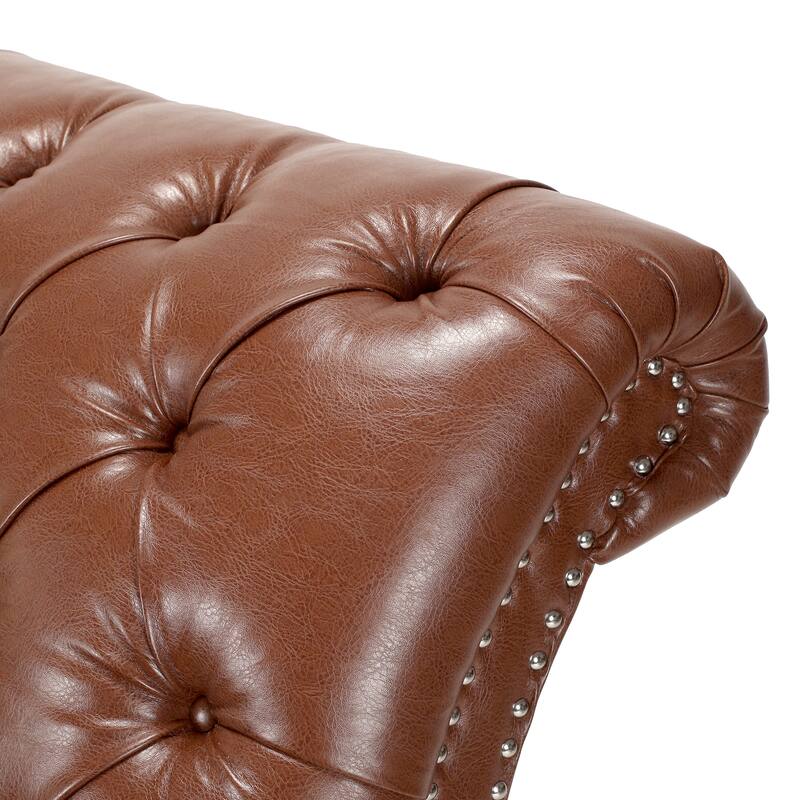 Modern 27.17" Upholstered Buttons Tufted Chaise Lounge Chair with Solid Wood Frame and Nailheads