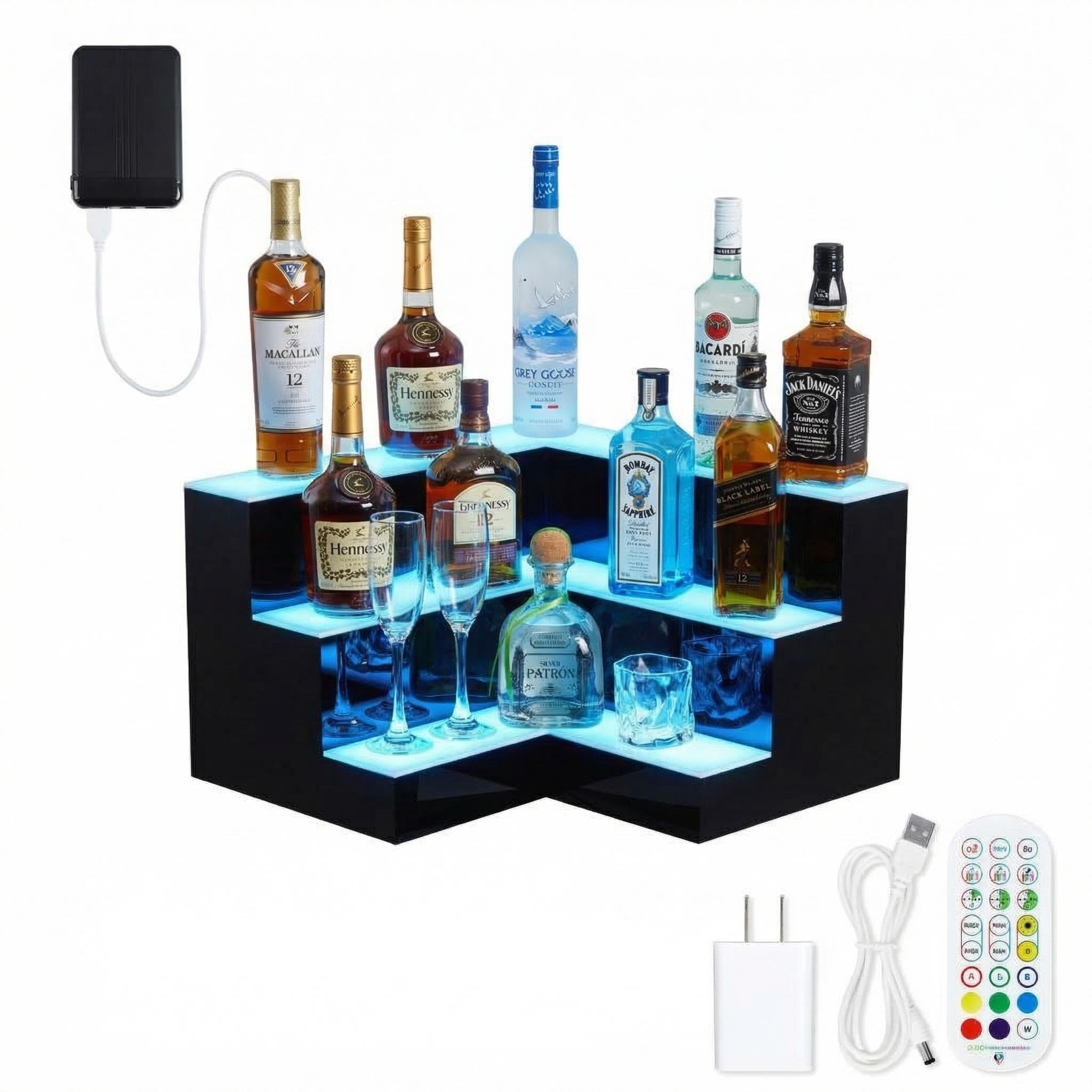 Wine Rack Display Shelf, 3-Tier Bottle Stand for Home Bar