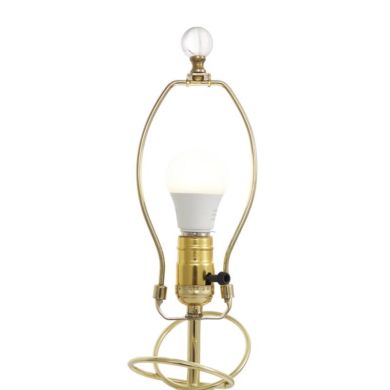 Gold Metal Overlapping Ring Abstract Room Accent Lamp with Elevated Square Glass Base