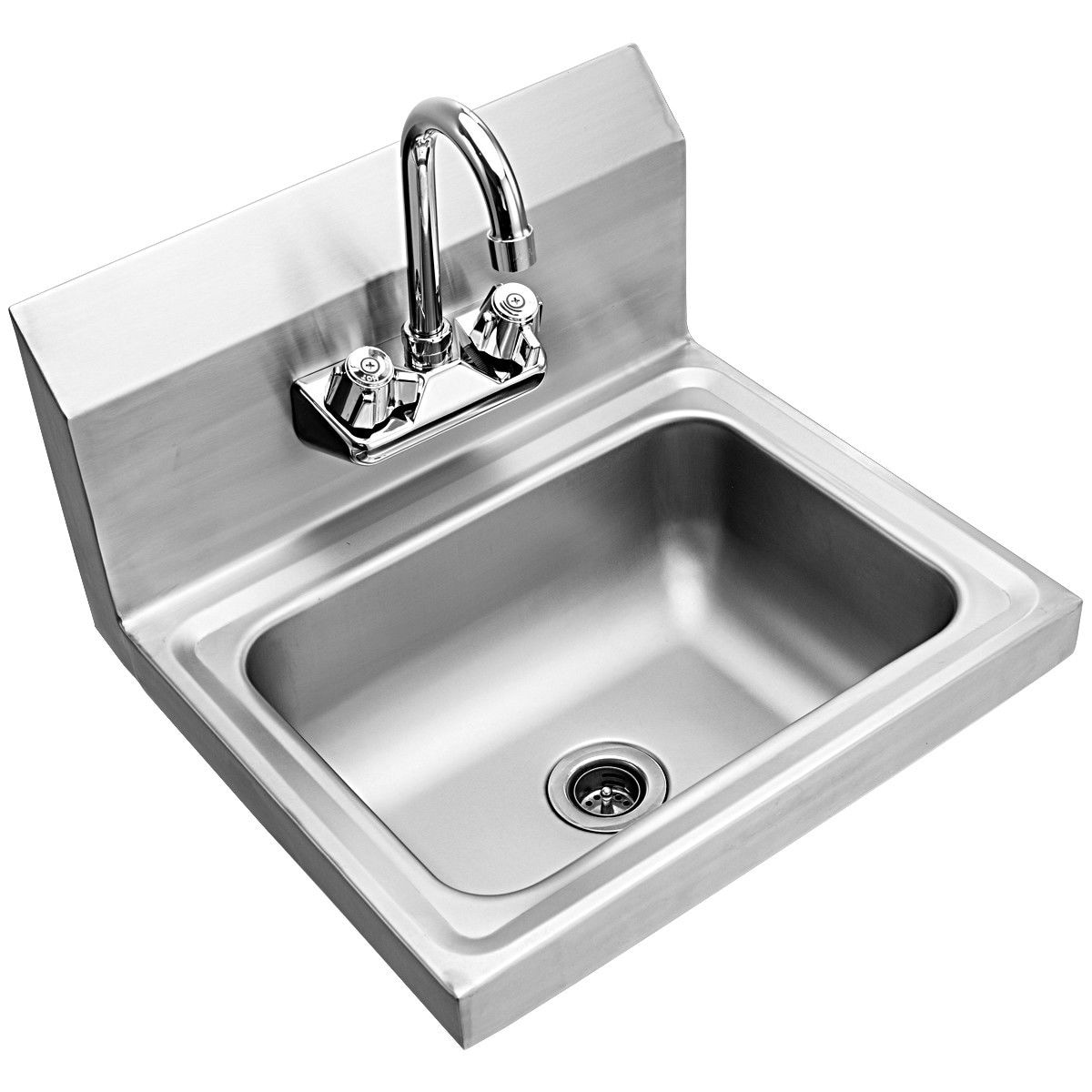 Costway Stainless Steel Hand Wash Sink Washing Wall Mount Commercial Kitchen Heavy Duty As Pic