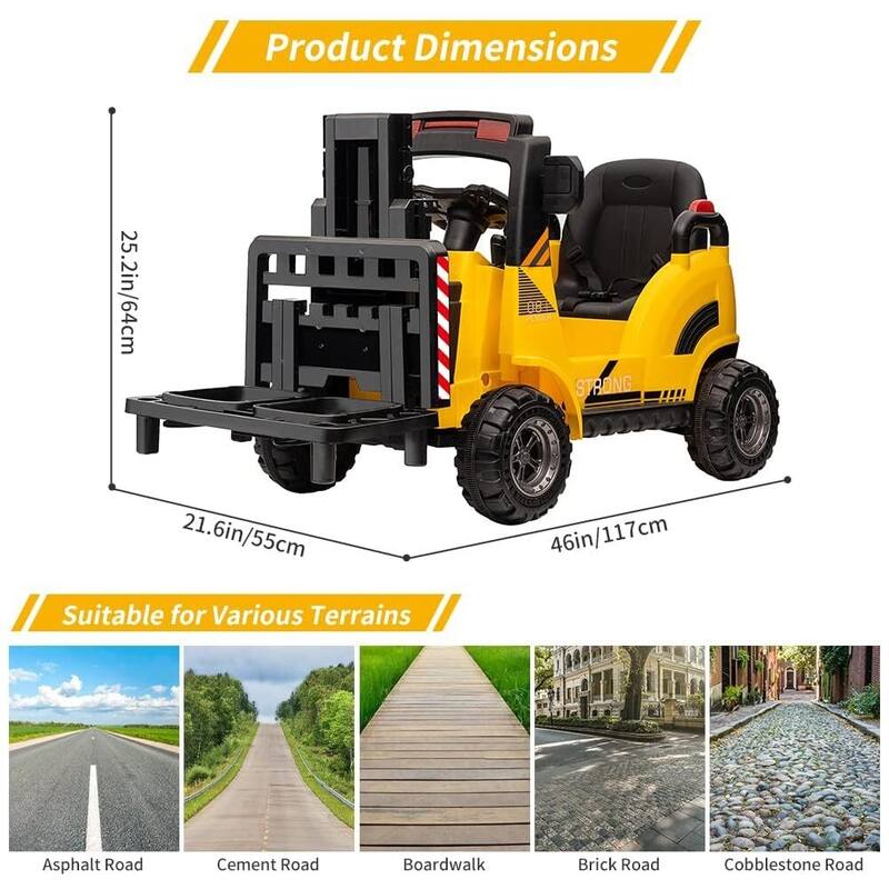 12V Kids Ride on Forklift Car, Toddles Electric Construction Car with Remote Control