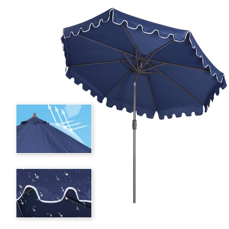 Outdoor Patio Umbrella 9Feet Flap Market Table Umbrella , navy blue