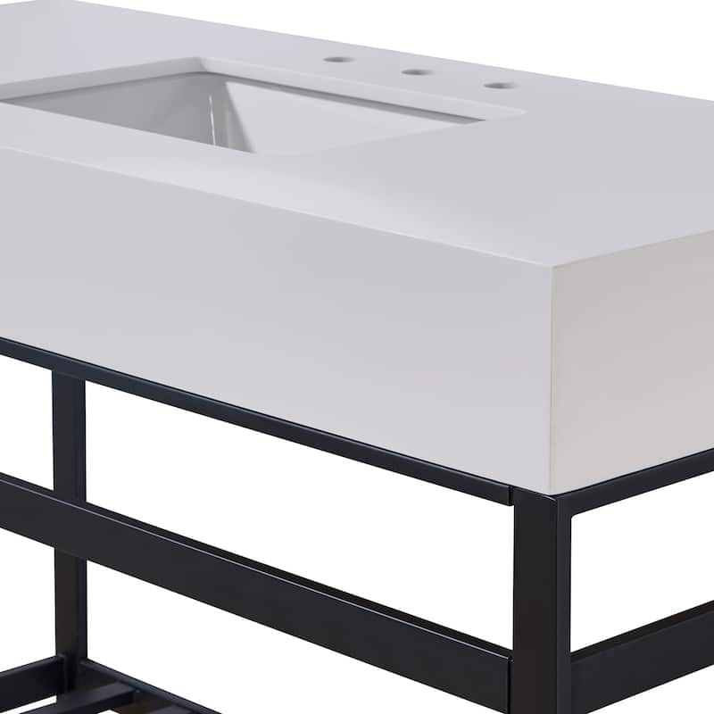 Altair Edolo Bathroom Vanity Countertop in Snow White Apron Finish Without Vanity