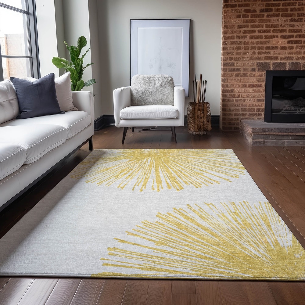 Machine Washable Indoor/ Outdoor Chantille Contemporary Burst Rug