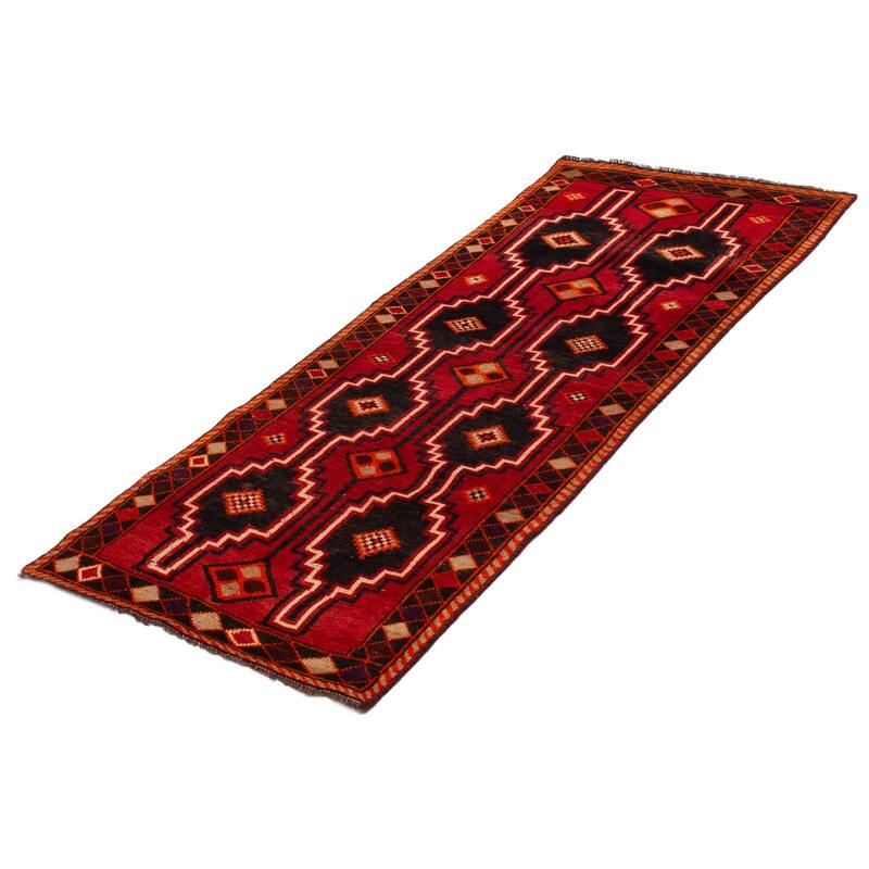 ECARPETGALLERY Hand-knotted Melis Vintage Red Wool Rug - 3'7 x 8'6