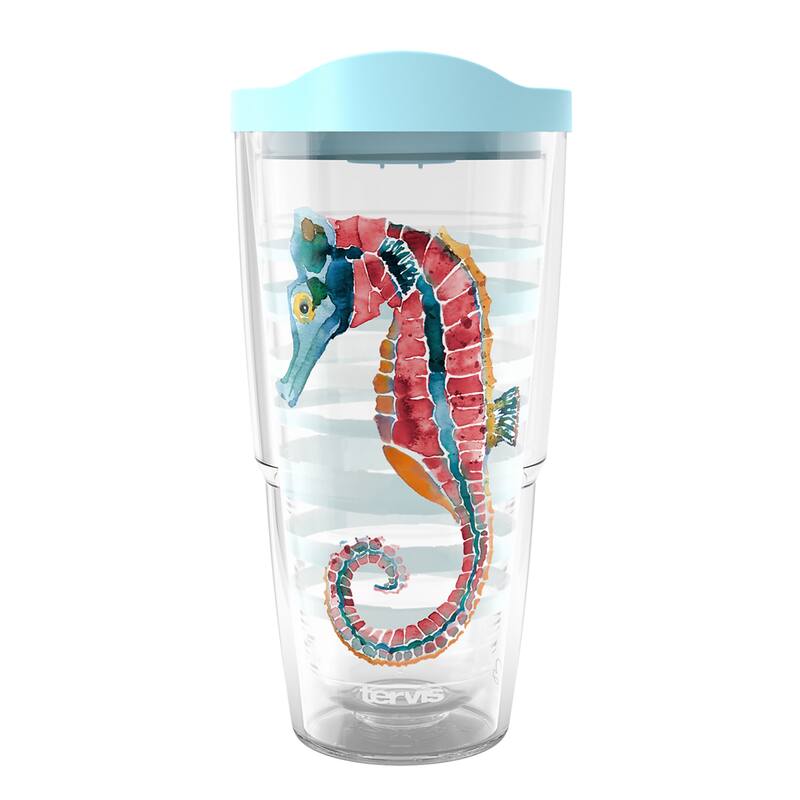Tervis Sara Berrenson Atlantica Collection Made in USA Double Walled Insulated Travel Tumbler, Seahorse - 24oz