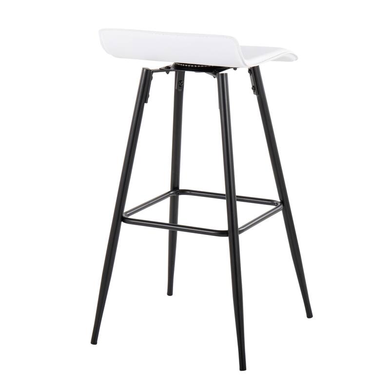 Ale 30" Contemporary Fixed-Height Bar Stool In Black Steel And Grey Faux Leather By Lumisource - Set Of 2