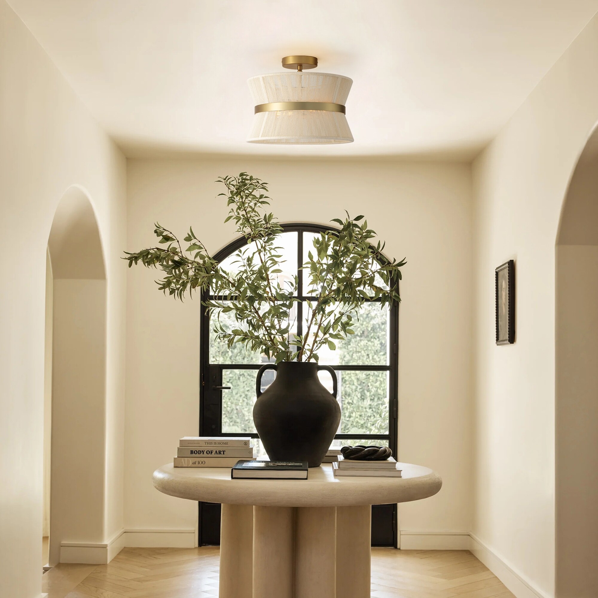 soranonsky✳︎ Rennnsan 2-Light Farmhouse Boho Gold Drum Tapered Handwoven Rope