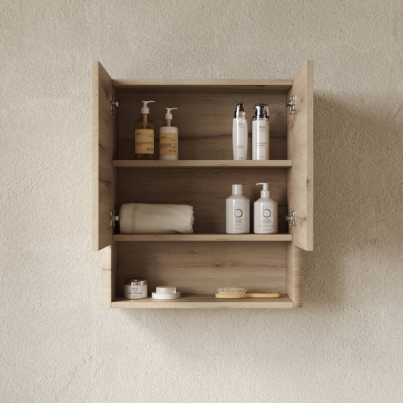 26" Wall-Mounted Bathroom Cabinet - Oak