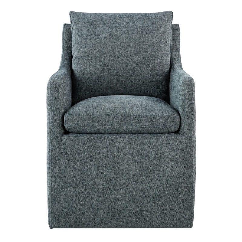 Hailey Dining Arm Chair with Caster Wheels Fabric Fully Assembled