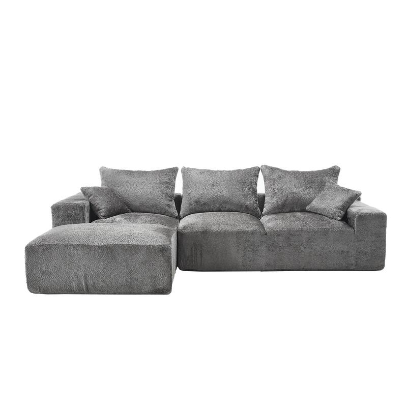 Floor Standing Chaise Lounge Couch L-shape Sectional Sofa with Ottoman