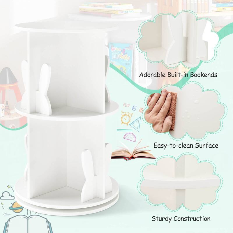 Costway Kids Rotating Bookshelf 2 Tier Freestanding 360° Revolving - See Details