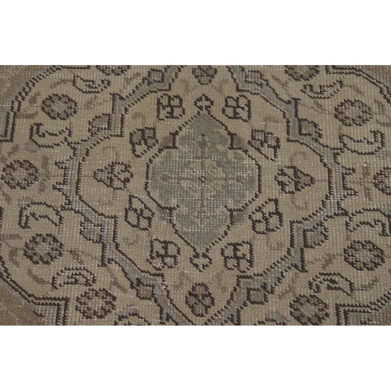 Traditional Tabriz Persian Vintage Rug Handmade Beige Wool Carpet - 9'7" x 12'1"