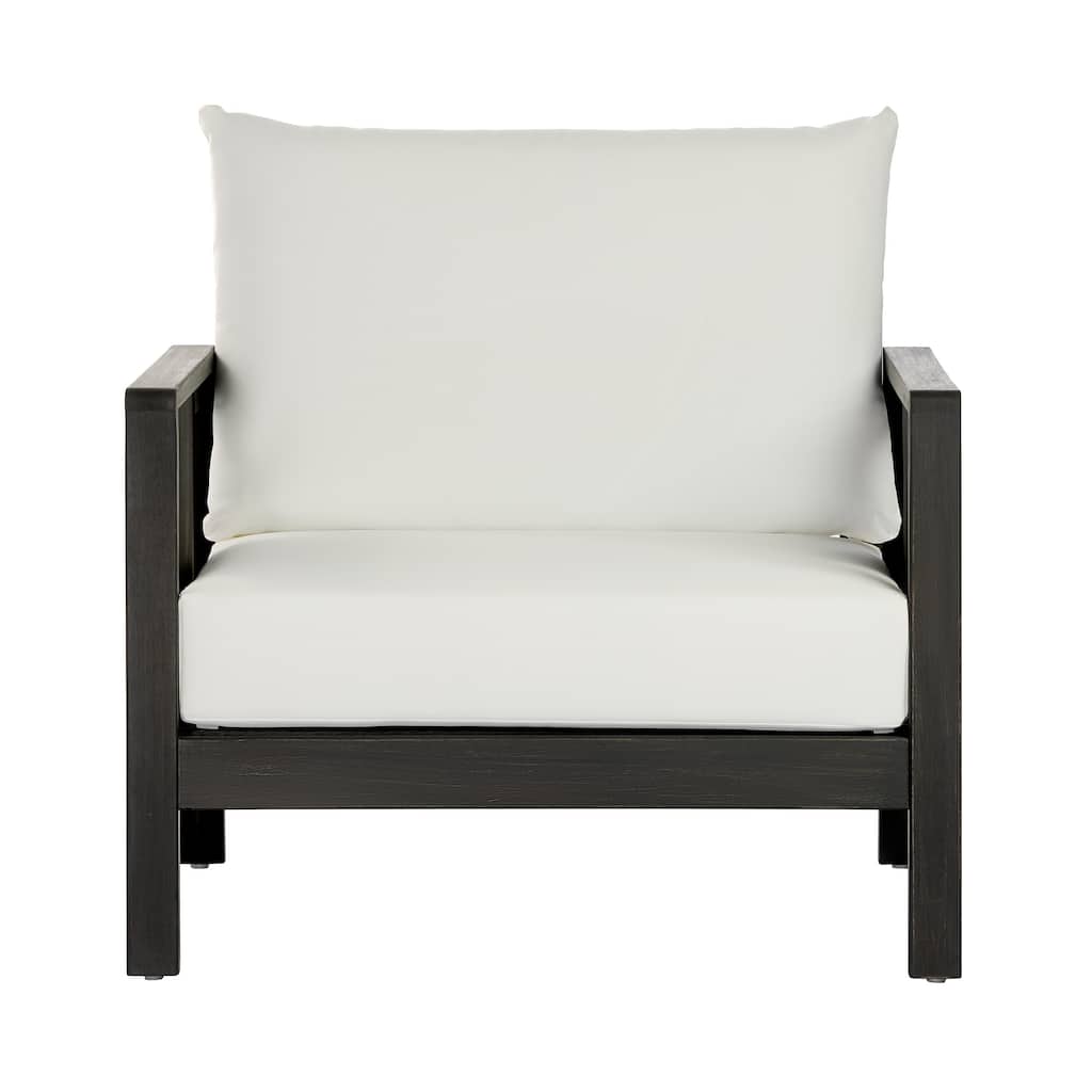 Christopher Knight Home - Outdoor Acacia Wood Club Chair with Water-Repellent Cushions and Textilene Accents