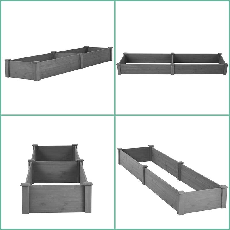 Cedar Wood Outdoor Raised Garden Bed Kit, Planter Box, Tool-Free Assembly