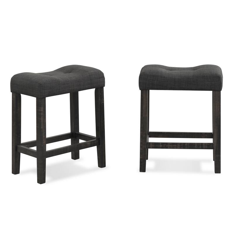 3 Pieces Counter Height Pub Table Set w/2 Button tufted Saddle Stools