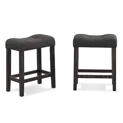 Button Tufted Counter Height Saddle Stool (Set of 2)