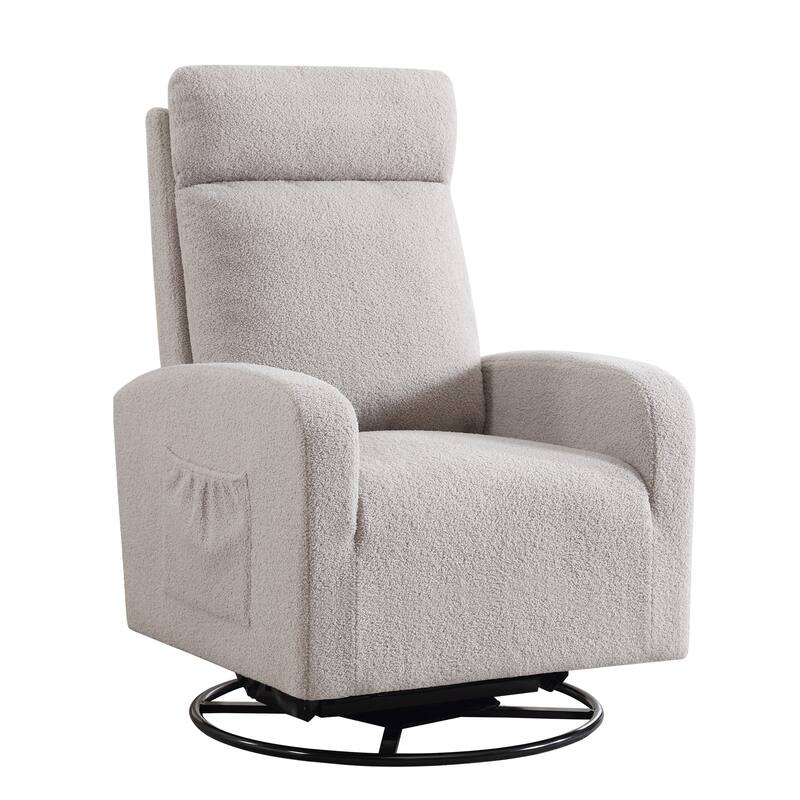 HOMYKA Swivel Glider Rocker Accent Chair for Nursery with Side Pocket
