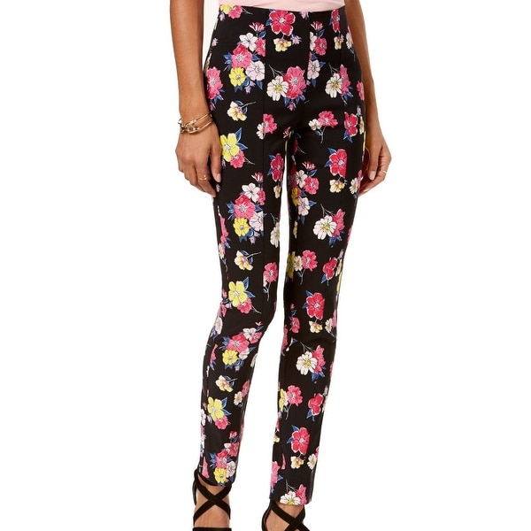 XOXO Pink Women's Stretch Floral Printed Pants