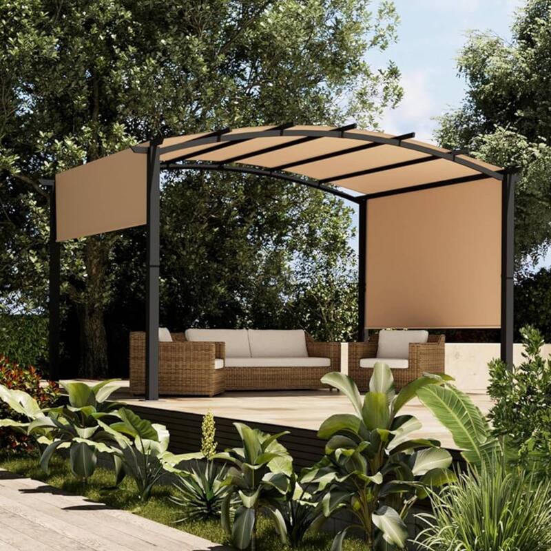 13x9 FT Outdoor Patio Arched Pergola Gazebo for Backyard Garden Porch Lawn