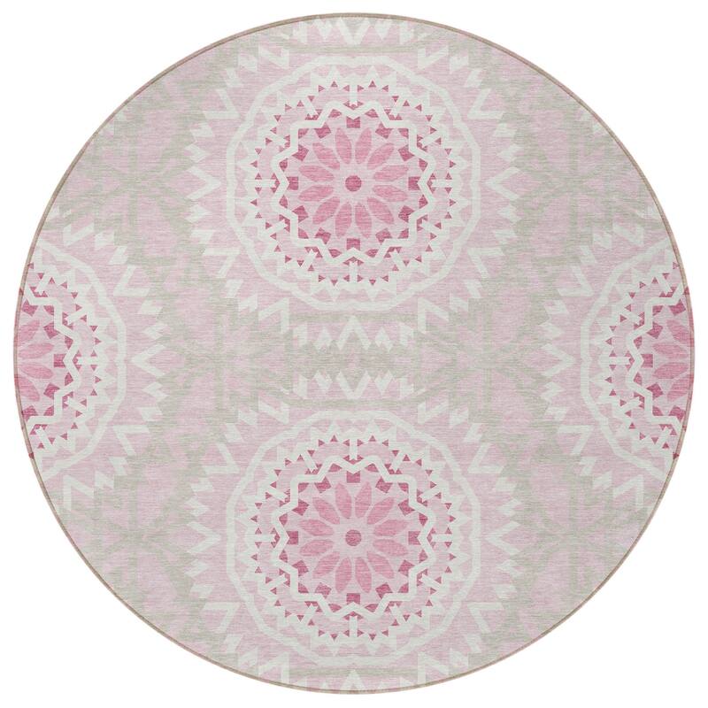 HomeRoots Floral Medallion Transitional Rectangle Outdoor Rug