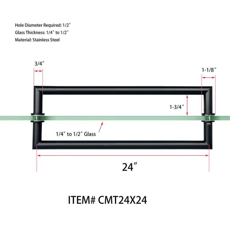 CEL 24"x 24" Mitered Corner Back to Back Shower Door Pull Handles or Towel Bar - 24" x 24"