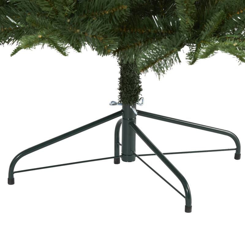 7ft. Spruce Flat Back Artificial Christmas Tree with 220 Clear LED Lights & 953 Branches - Space-Saving Holiday X-Mas Tree
