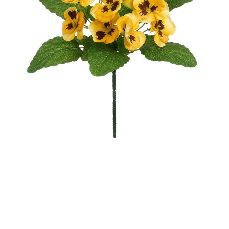 Artificial Pansy Floral Pick Spray - 11" - Yellow and Green